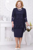 Knee-Length Mother of the bride dresses Dark navy plus size women's outfits nmo-580