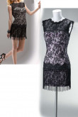 Custom black lace Elegant Above Knee Jewel Sexy Cocktail Dresses nm-0148