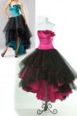 Fuchsia or Blue Hi-Lo Tiered black Tulle Strapless Prom Dresses np-0150