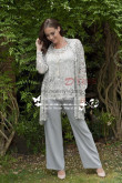Loose Silver Grey Lace Groom of the bride pant suits nmo-249