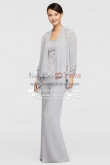 Mother of the bride pant suits Three piece Silver grey Trousers dress for Summer wedding nmo-262