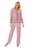 Mother of the bride Plus size pant suit Informal Pink outfit nmo-245