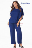 Royal Blue Chiffon Asymmetry Mother of the Bride Pant Suits Dresses Two Piece Trousers Outfit mos-0015-4