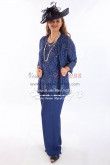 Navy Blue lace wedding outfits mother of bride pant suits with jacket Plus size Pantset New arrival nmo-271