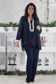 New arrival Dark Navy Chiffon Comfortable Mother of the Bride Dresses pant suit for wedding party nmo-292