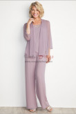 New arrival Mother of the bride pant suit Chiffon 3PC Trousers outfit nmo-550