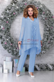 Plus Size 3PC Sky Blue Mother of the Bride Pantsuits  With Jacket, Women's Trousers,Trajes de mujer nmo-845-5