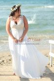 Plus Size Boho Beach V-neck Wedding Dresses, Charming Chiffon Garden Bride Dresses bds-0056