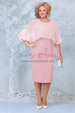 Plus Size Effortlessly Chic Pink Mother of the Bride Dresses, Hand Beading Women's Dresses With Cape mds-0025-5