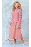 Plus Size Elegant Ankle-Length Mother of the Bride Dresses, Pink Lace Half Sleeves Women's Dresses mds-0029-5