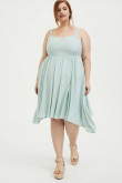 Plus Size Empire Women's Dresses, Knee-Length Jade Blue Summer Dresses nmo-712