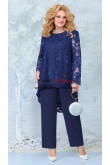 Plus Size Navy Blue Lace Mother of the Bride Pantsuits Trousers with Elastic Waist nmo-875-4