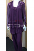 Custom made Plus Size Real Photo Beaded purple chiffon Mother of the Bride Pant Suits nmo-196