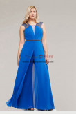 Plus Size Royal Blue Beaded Mother of the Bride Jumpsuit for Wedding Guest nmo-983