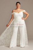 Plus Size Spaghetti Wedding Jumpsuit with Lace,Combinaisons de mariage wps-263-2