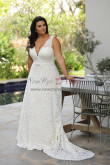 Plus Size V-neck Lace Wedding Dresses, Sleeveless Garden Bride Dresses bds-0050-1