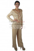 Pretty Champagne Mother of the bride pant suits with lace jacket Informal dress nmo-234