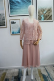Real pic Three piece Mother of the bride dress pink outfit nmo-623