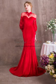 Red Court Train Prom dresses With puff sleeve NP-0372