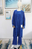 Royal blue beaded Mother of the bride pant suits Plus size Trousers outfit real pic nmo-626