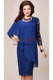 Royal Blue Glass Drill Knee-Length Mother of the Bride Dress, Robe femme grande taille pour mère nmo-877-4