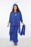 Royal blue Mother of the bride dresses with shawl Chiffon outfit for beach wedding nmo-291