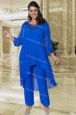 Royal blue Mother of the bride Pantsuits Elastic waist 3PC Trousers suits nmo-697