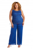 Royal Blue Plus Size Women's Outfits, Traje pantalón de mujer de talla grande nmo-842-4