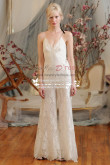 Charming Spaghetti bridal pantsuit Lace spring wedding jumpsuit dresses wps-015