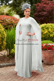 Silver Gray Long CapeWedding Guest Jumpsuit,Mother of the Bride Outfit, Hosenanzüge für die Brautmutter nmo-921-5