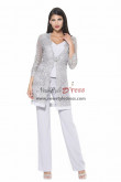 Silver Mother of the Bride Pant Suits with Lace Jacket Special Occasion Trouser Outfit nmo-957
