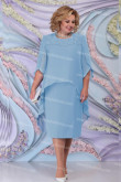 Sky Blue Chiffon Tea-Length Mother Of The Bride Dress Plus Size Women's Outfit nmo-724-5
