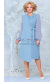 Sky Blue Fashion Long Sleeves Mother of the Bride Dresses, Mid-Calf Women's Dresses With Bow mds-0024-7