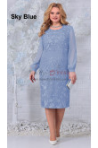 Sky Blue Knee-Length Mother of the Bride Dresses, Modern Long Sleeves Women's Dresses mds-0042-7