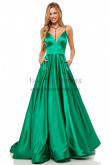 Spaghetti A-Line Prom Dresses, Green Charming Tight Satin Wedding Party Dresses pds-0052-3
