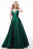 Spaghetti Deep V-Neck Prom Dresses, Green A-Line Wedding Party Dresses pds-0029-3