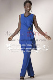 Two Picec mother of the bride Blue Chiffon pant suit Sleeveless nmo-175