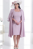 Two piece Plus size Mother of the bride dress With Jacket Pink Knee-Length NMO-642