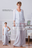 New style Mother of the bride pant suits three piece pale blue chiffon outfit nmo-220