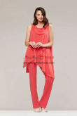 Watermelon Asymmetry Mother of the Bride Pant Suits Chiffon Women Outfit nmo-987