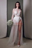 Wedding Bodysuit, Bridal bodysuit, Bridal Jumpsuit, Lace Wedding Bodysuit, Wedding Bodysuit Separate Train bjp-0047