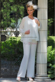 white Chiffon mother of the bride pants suits wedding nmo-024
