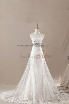 New Style Tiered Mermaid/Sheath Chest Appliques Sweep Train wedding dresses nw-0133