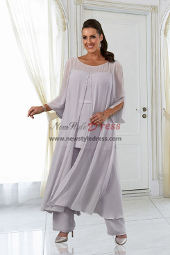 2022 Flowy Embellished Mother of the Bride Pant Suits Three Piece Chiffon Women Outfits nmo-1014