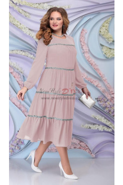 2022 Pearl Pink Modern Mid-Calf Plus size women's Dresses, Robes pour femmes nmo-822-3