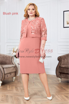 2023 Blush pink Plus Size Mother Of The Bride Dresses,Modern Spring Wedding Guest Dresses with Lace Coat nmo-1022-4