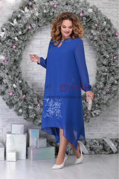 2023 Dressy Royal Blue Mother of the Bride Dresses,Modern Long Sleeves Women's Dresses mds-0051-2