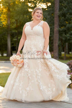 2023 Elegant Plus Size A-line Lace Wedding Dresses, Empire Bride Dresses bds-0042
