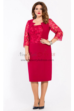 2023 Knee-Length Red Mother of the Bride Dresses,Plus Size Modern Wedding Guest Dresses nmo-1030-3