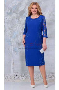 2023 Modern Mid-Calf-Length Royal Blue Mother of the Bride Dresses, Half Sleeves Women's Dresses mds-0041-7